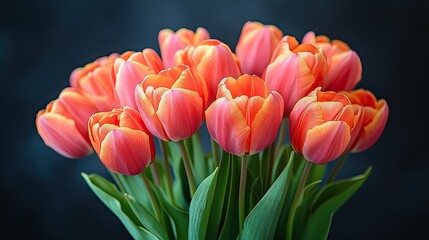 Vibrant tulip flower bouquet in full bloom, spring floral arrangement