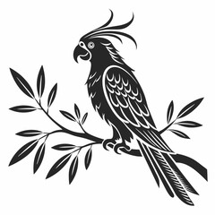cockatiel black silhouette icon vector