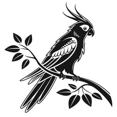 cockatiel black silhouette icon vector