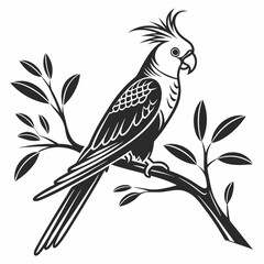 cockatiel black silhouette icon vector