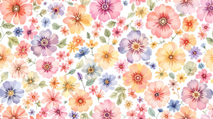 Watercolor flower background for invitation card. Floral painted seamless pattern