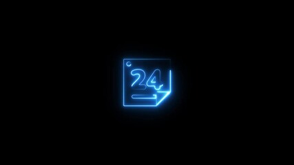Glowing Neon Countdown 14 Number icon Animation.