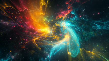 Cosmic Quantum Fractal Abstract with Vibrant Nebula Energy