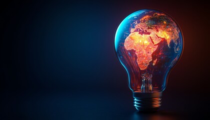 Global warming concept, Earth in a bulb