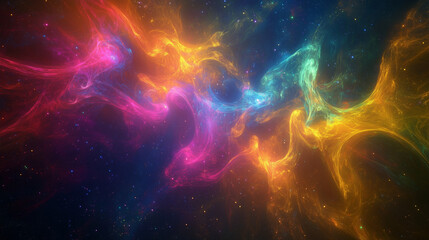 Cosmic Quantum Fractal Abstract with Vibrant Nebula Energy