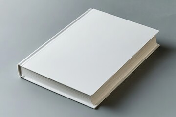 Blank White Hardcover Book Mockup Lying on a Gray Background for Customizable Cover