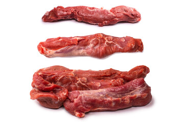 Raw pork tenderloin isolated on a white background.