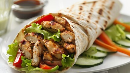 Grilled chicken wrap with fresh vegetables