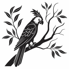 cockatoo silhouette black vector