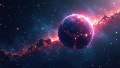 Obraz premium Gaseous sphere floating amidst starry expanse, ethereal, nebula, cosmic