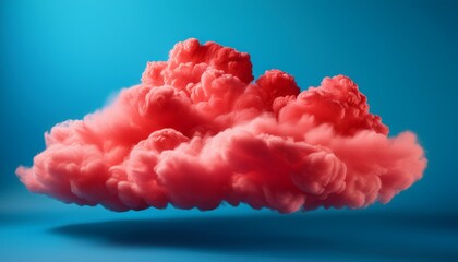 vibrant red cloud on soft blue background for creative designs