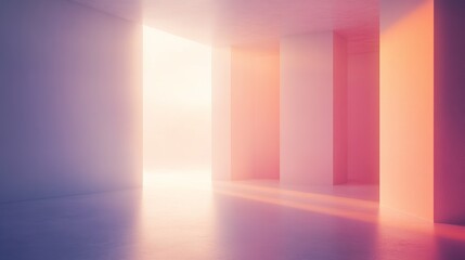 Fototapeta premium Minimalist interior with soft gradient lighting, evoking calm and modern elegance. 