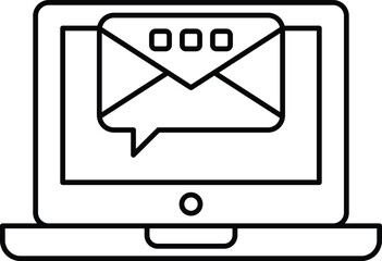 A laptop screen with an email message and a chat message