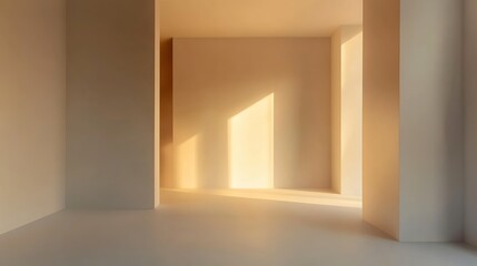 Minimalist interior with soft gradient lighting, evoking calm and modern elegance.

