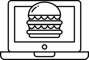 A computer monitor shows a hamburger with two buns