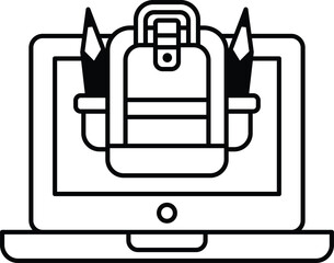 A laptop with a backpack on it