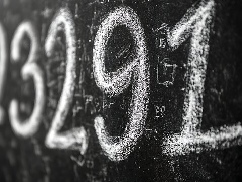 Chalkboard Numbers with Closeup Detail.