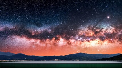 Fototapeta premium Majestic Milky Way Galaxy over Mountain Range Night Sky Panorama