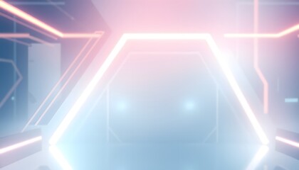 Fototapeta premium Dynamic futuristic light show modern studio visual art high-tech environment aerial perspective innovation and creativity