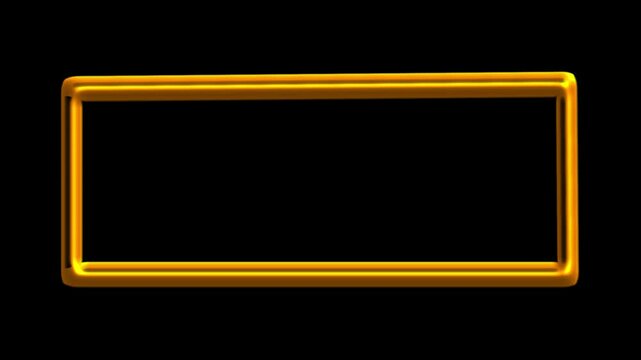 Glowing 3d Neon Rectangle Frame Animation on Black Background