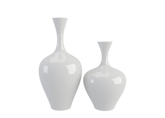 Living room decoration ceramic vase isolated on transparent background