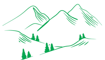 Fototapeta premium Mountain line art