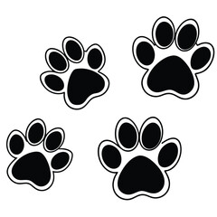 Fototapeta premium Simple black vector illustration of seamless dog and cat paw prints pattern