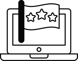 A laptop with a flag and three stars on it