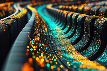 Illuminated abstract pathways display vibrant colors and subtle movement