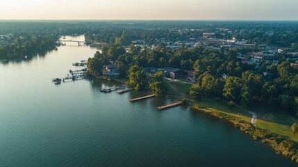 Tuscaloosa Aerial View: Famous Downtown Scenery in Urban Landscape of Alabama