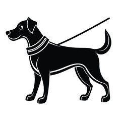 Black and white vector illustration of a running dog