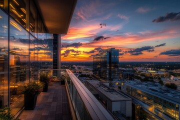 Tysons Corner Sunset View: City Skyline Architecture in Urban Landscape