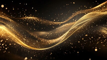 Obraz premium Golden Particle Flow Abstract Background
