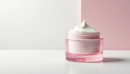 Luxury skincare cream jar, pristine white background, container, organic, elegant