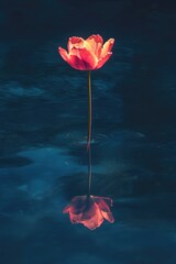Lone Flower in Reflection