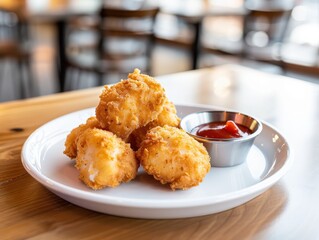 A plate of crispy fried chicken wings and nuggets, a delicious and tasty snack