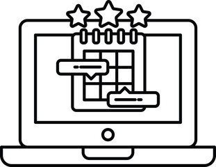 A laptop screen with a calendar and stars on it