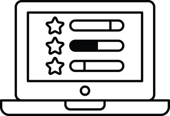A laptop screen with a star rating system and a progress bar