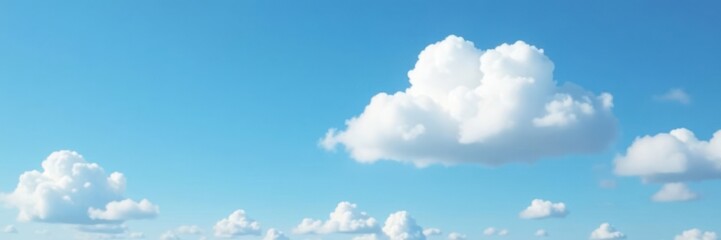 Obraz premium Soft white cloud floats amidst blue sky with few fluffy details, soft focus, serene scene