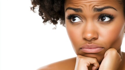 Concerned woman showing deep thought