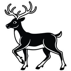 Deer Silhouette Vector Illustration with Antlers and Horns