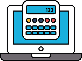 A calculator is displayed on a laptop screen