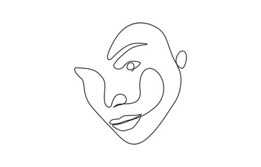 Continuous one line drawing of abstract beautiful lady face, Pretty sexy model female silhouette minimalist style concept. Trendy one line draw design.