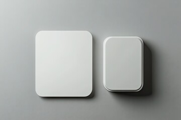 Modern Minimalist White Square And Rectangular Frames on Grey Background Still Life