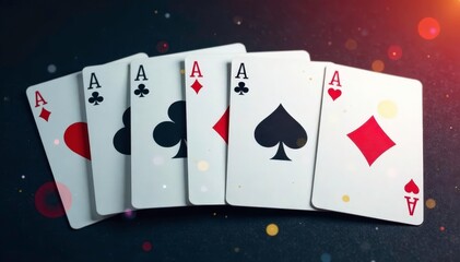 Obraz premium Playing cards arranged in a sequence showing four aces , black, design