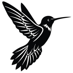 Obraz premium Hummingbird silhouette vector illustration with wings in flight, a simple black design symbolizing nature and wildlife