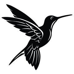 Flying Hummingbird Silhouette Vector Illustration