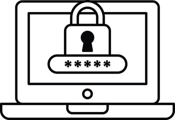 A laptop screen with a password lock on it