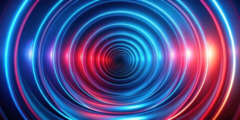 Abstract Hypnotic Neon Circles A Vivid Red and Blue Light Tunnel Design