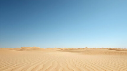 Vast Desert Landscape Under Clear Blue Sky